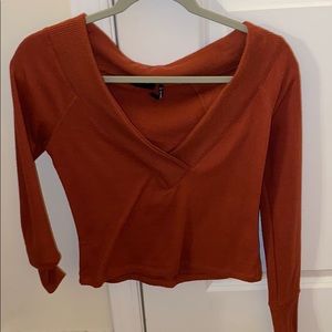 Burnt Orange Urban Outfitters V-Neck Long Sleeve